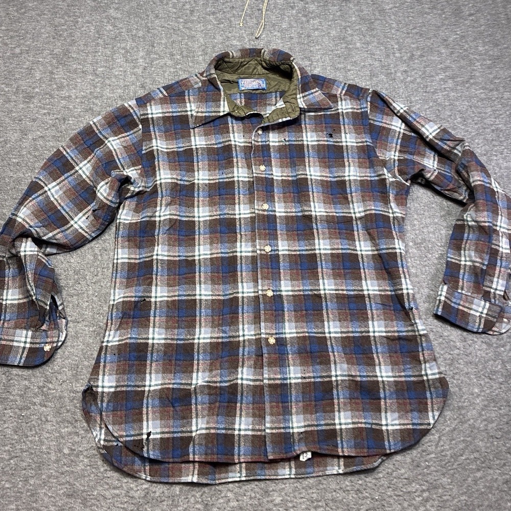 Vintage Large Pendleton Plaid Shirt Pure 100% Virgin Wool Made in U.S.A. Mens L